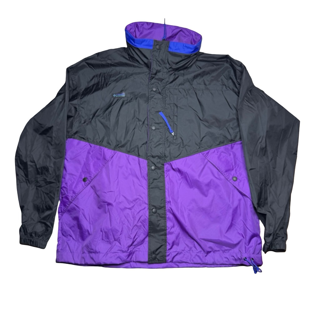 Vintage Columbia nylon black and purple jacket LARGE